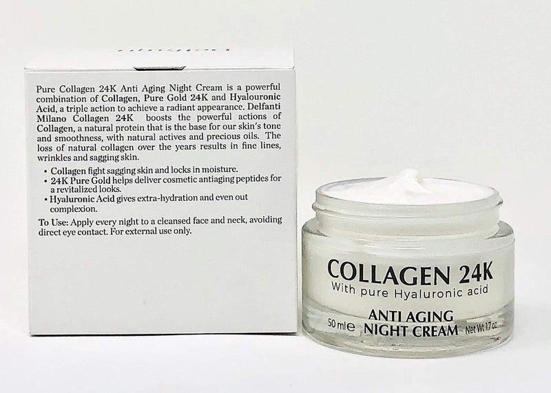 delfanti milano Delfanti-Milano â€¢ COLLAGEN 24K â€¢ Anti-Aging Night Cream â€¢ Face and Neck Moisturizer with pure Hyaluronic Acid â€¢ Made in Italy - Image 3